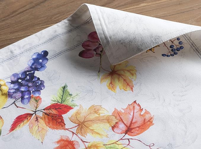 Maison d' Hermine Placemats Set of 4 100% Cotton Washable Cloth Place Mats, Reusable Table Mats for Thanksgiving Christmas Decorations Kitchen Dining Party Wedding (Fruit D'Hiver, 13" x 19")