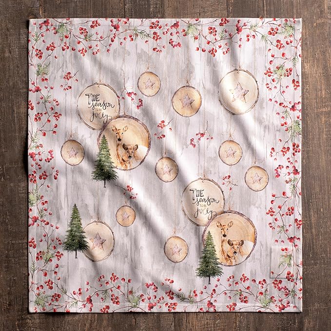 Maison d' Hermine Cloth Napkins Set of 4 100% Cotton for Thanksgiving Christmas Decorations Everyday Reusable Square Fall Napkins Cloth Washable Dinner Party (Mountain Life, 20"x20")