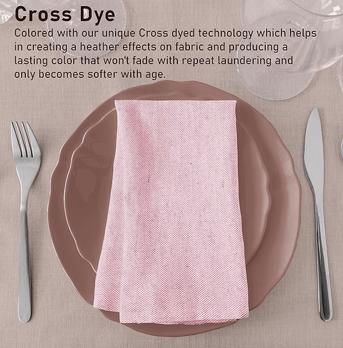 Ruvanti Cloth Napkins Set of 12, 18x18 Reusable Napkins Cloth Washable, Soft & Durable Table Napkin, Poly Cotton Fabric Dinner Napkins for Parties, Christmas, Thanksgiving, Weddings - Pink