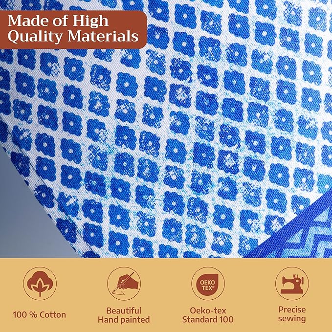 Maison d' Hermine Kitchen Towels Set of 3 100% Cotton 27.50" x 20" Reusable Cloth Tea Dish Towels Absorbent with Hanging Loop for Kitchen Gifts for Mothers Day Spring/Summer (Indigo Love)