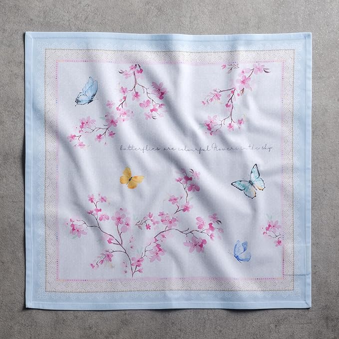 Maison d' Hermine Cloth Napkins Set of 4 100% Cotton Everyday Reusable Square Napkins Cloth Washable Dinner Wedding Restaurant Gifts for Mothers Day Spring/Summer (Blossoms in Spring, 20" x 20")