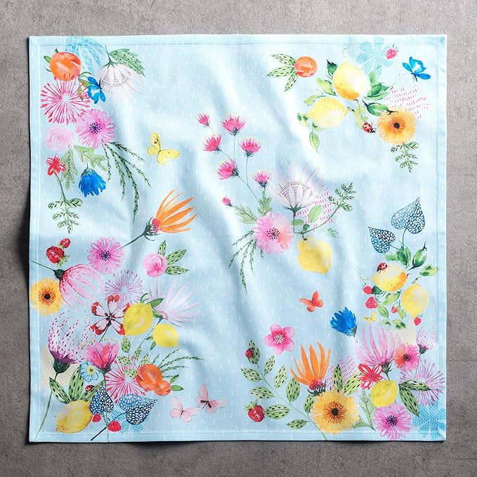Maison d' Hermine Cloth Napkins Set of 4 100% Cotton Everyday Reusable Square Napkins Cloth Washable Dinner Wedding Restaurant Gifts for Mothers Day Spring/Summer (Jardin D'Ete - Mint, 20" x 20")