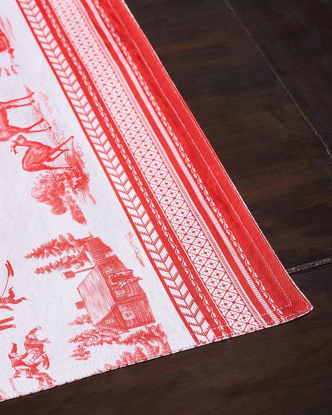 Maison d' Hermine Placemats Set of 4 100% Cotton Washable Cloth Place Mats, Reusable Table Mats for Kitchen Dining Decoration, Party, Wedding, Restaurant Spring/Summer (Basse Cour, 13" x 19")