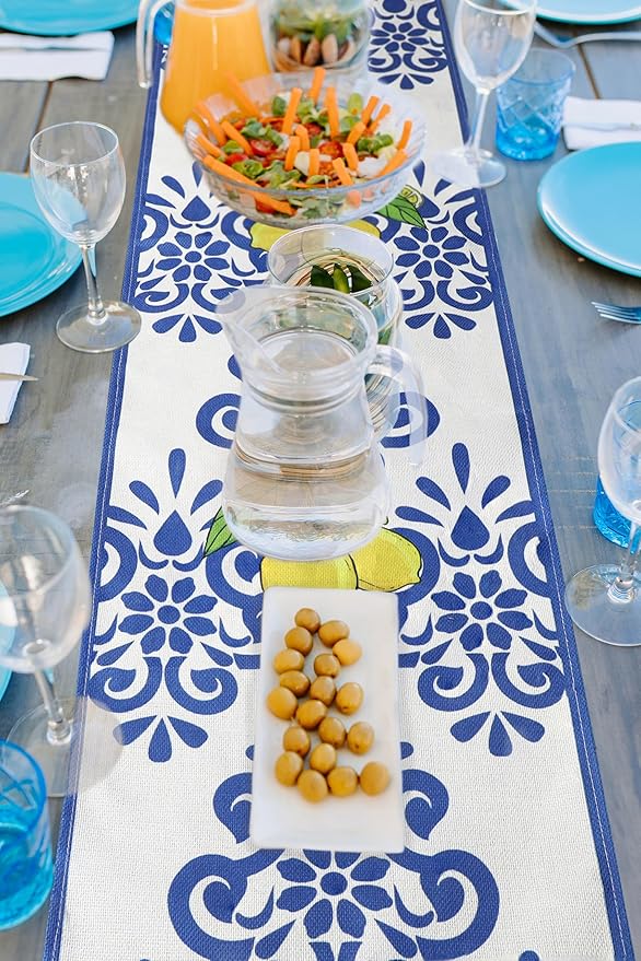 QINJIEJIE Lemon Table Runners Italy Kitchen Capri Dining Party Decorations for Home Summer Farmhouse Decor Yellow Table Runner 13x72 Inch