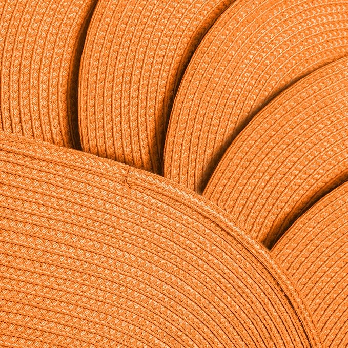 AHHFSMEI Placemats Set of 4 for Dining Table Washable Woven Non-Slip 18x12 inches Placemat Heat-Resistant Durable Table Mats for Dining Table Easy to Clean (Oval Orange, 4)