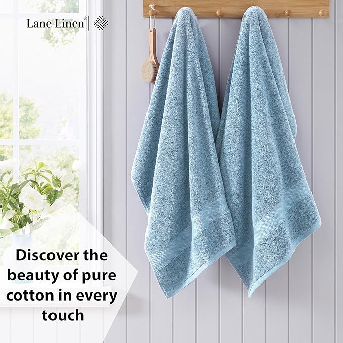 LANE LINEN 100% Ring Spun Cotton Bath Sheets (35''x66) - 2 PCs - Pre Shrunk, Fast Drying, Thick & Absorbent Extra Large Bathroom Towel Sets - Perfect for Everyday Use Blue Bath Towels - Cerulean Blue