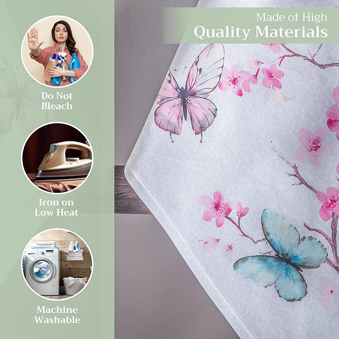 Maison d' Hermine Kitchen Towels Set of 3 100% Cotton 27.50" x 20" Reusable Cloth Tea Dish Towels Absorbent with Hanging Loop for Kitchen Gifts for Mothers Day Spring/Summer (Blossoms in Spring)