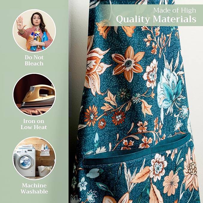 Maison d' Hermine 100% Cotton Apron for women with Pocket Kitchen Chef Apron for Men Cooking Mothers Day Gifts
