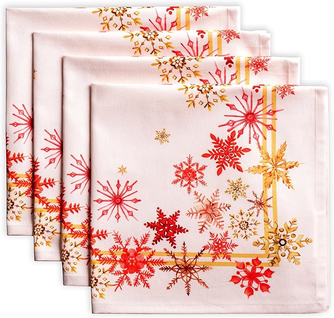 Maison d' Hermine Cloth Napkins Set of 4 100% Cotton for Thanksgiving Christmas Decorations Everyday Reusable Square Fall Napkins Cloth Washable Dinner Party (Crystal Star, 20"x20")