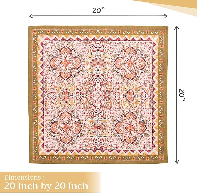 Maison d' Hermine Cloth Napkins Set of 4 100% Cotton for Thanksgiving Christmas Decorations Everyday Reusable Square Fall Napkins Cloth Washable Dinner Party (Damask, 20"x20")