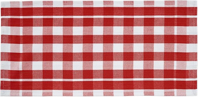 LANE LINEN 100% Cotton Kitchen Dish Cloths, Ultra Soft Absorbent Quick Drying Dish Towels, Multiweave Wash Cloths Dish Towel Sets, 13x28 Inches, 4 Pack - Red