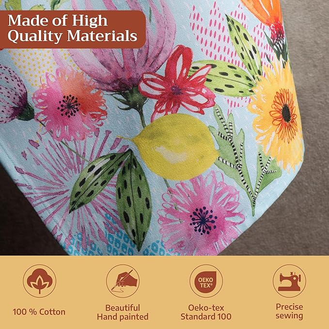 Maison d' Hermine Kitchen Towels Set of 3 100% Cotton 27.50" x 20" Reusable Cloth Tea Dish Towels Absorbent with Hanging Loop for Kitchen Gifts for Mothers Day Spring/Summer (Jardin D'Ete - Mint)