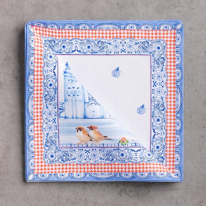 Maison d' Hermine Cloth Napkins Set of 4 100% Cotton Everyday Reusable Square Napkins Cloth Washable Dinner Wedding Restaurant Gifts for Mothers Day Spring/Summer (Amsterdam Canals, 20" x 20")