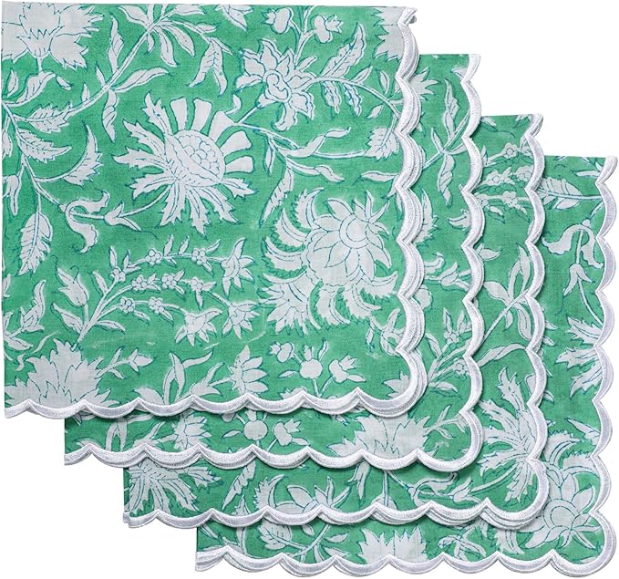 Ridhi Mint Green Cloth Napkins 100% Pure Cotton Farmhouse Wedding Dinner Napkins for Easter, Thanksgiving, Holiday Daily Wedding uses Napkins (4-20x20 Dinner Napkin)