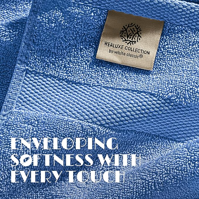 White Classic Luxury Soft Bath Sheet Towels - 650 GSM Cotton Luxury Towels Extra Large 35x70 | Highly Absorbent and Quick Dry | Hotel Quality, Light Blue, 2 Pack
