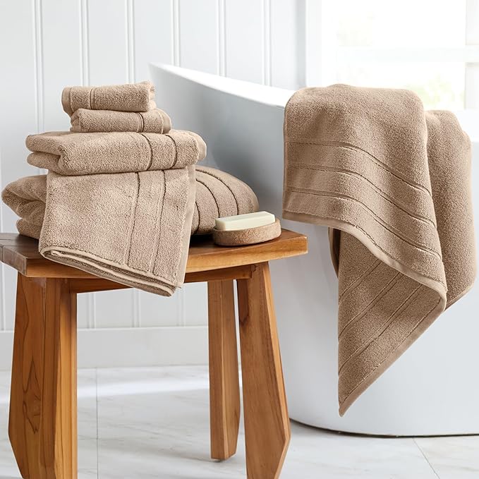 Springtree Home Luxury Turkish Cotton Bath Towels | 100% Turkish Cotton | Premium Bath Towels | Ultra Soft Thick Plush & Highly Absorbent | Luxury Hotel & Spa Quality Bathroom Towels | Cobblestone