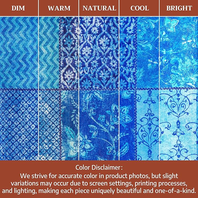Maison d' Hermine Placemats Set of 4 100% Cotton Washable Cloth Place Mats Reusable Table Mats for Kitchen Dining Party Wedding Gifts for Mothers Day Spring/Summer (Indigo Love, 13" x 19")