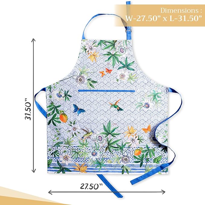 Maison d' Hermine 100% Cotton Apron for women with Pocket Kitchen Chef Apron for Men Cooking Mothers Day Gifts