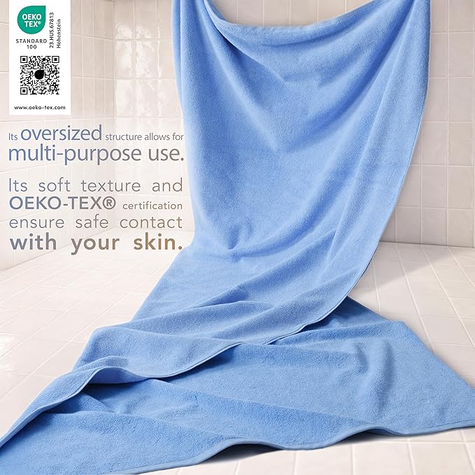 Cotton Paradise, 100% Cotton 40x80 Oversized Bath Sheet, Extra Large Turkish Bath Towels for Bathroom, Sky Blue Bathsheet