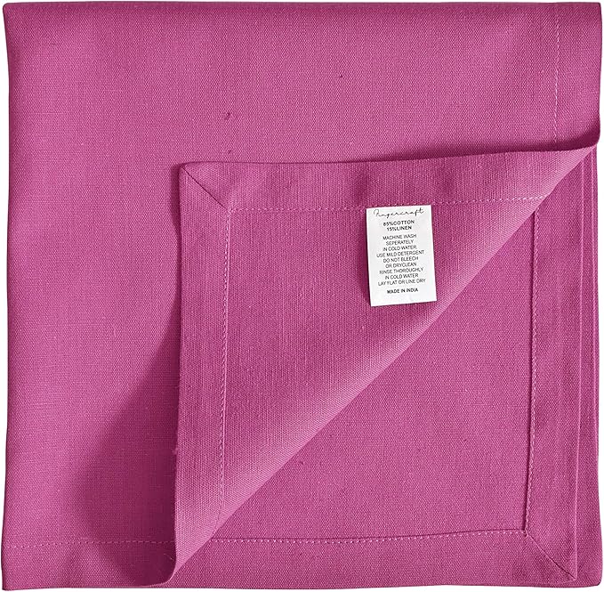 Fingercraft Dinner Cloth Napkins, Cotton Linen Blend Fabric 12 Pack Easter Special, Premium Quality, Mitered Corners for Every Day Use Napkins are Pre Shrunk and Good Absorbency Magenta Easter Color