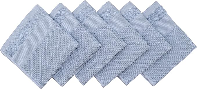 Mia'sDream Cotton Kichen Dish Cloths, Waffle Weave Dish Rags, Soft and Absorbent Dish Towels Hand Towel for Kitchen, 12inchx12inch 6 Pack (Blue)