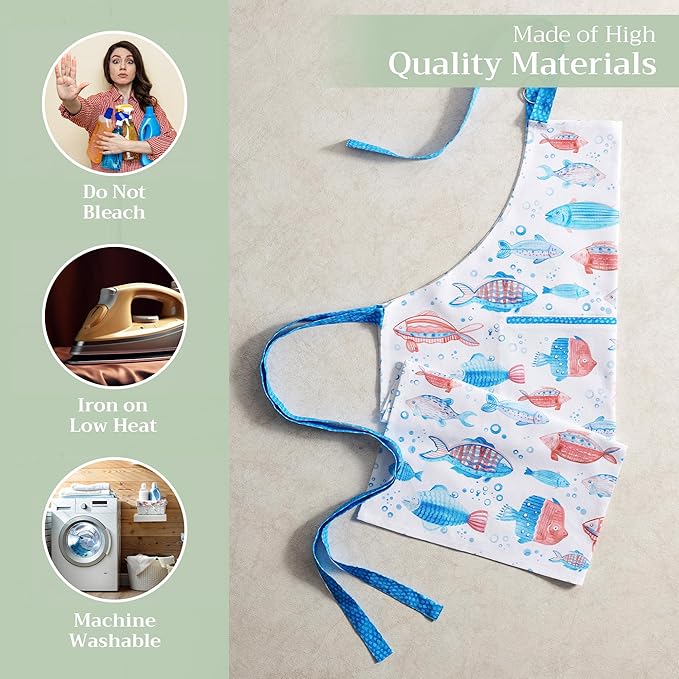 Maison d' Hermine 100% Cotton Apron for women with Pocket Kitchen Chef Apron for Men Cooking Mothers Day Gifts