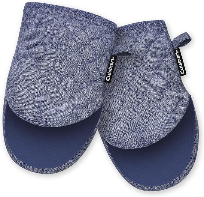 Cuisinart Silicone Mini Oven Mitts–5” x 8.5” Heat-Resistant Kitchen Mitts for Oven with Non-Slip 100% Silicone Palm, Cotton Filling, and Hanging Loop–Durable Oven Mitt Set for Cooking & Baking