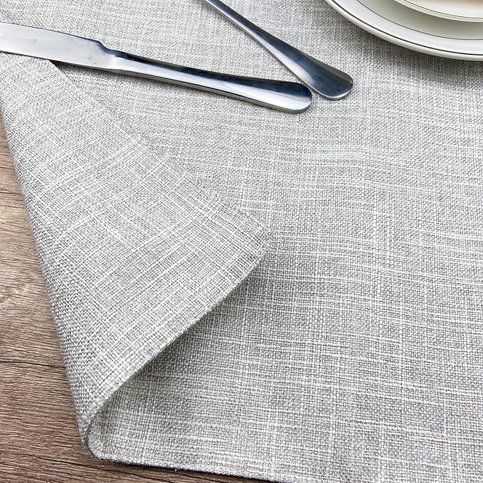 Weabetfu Cloth Placemats Set of 6 Heat Resistant Dining Table Placemmats Cotton Linen Machine Washable Kitchen Table Mats Wrinkle Free Thick Fabric Place Mats,Easy to Clean,13" x 19" Beige