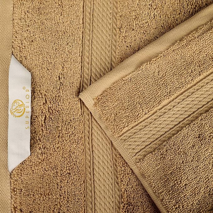 SUPERIOR Egyptian Cotton Pile Bath Sheet Set of 2, Ultra Soft Luxury Towels, Thick Plush Essentials, Absorbent Heavyweight, Guest Bath, Hotel, Spa, Home Bathroom, Shower Basics, Toast