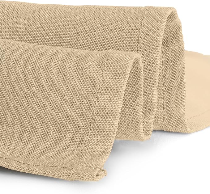 Gee Di Moda Cloth Napkins - 17 x 17 Inch Beige Dinner Napkins - Set of 12 Soft & Absorbent Washable Fabric Cloth Table Napkins with Hemmed Edges for Hotel Restaurant, Holiday Parties & Wedding