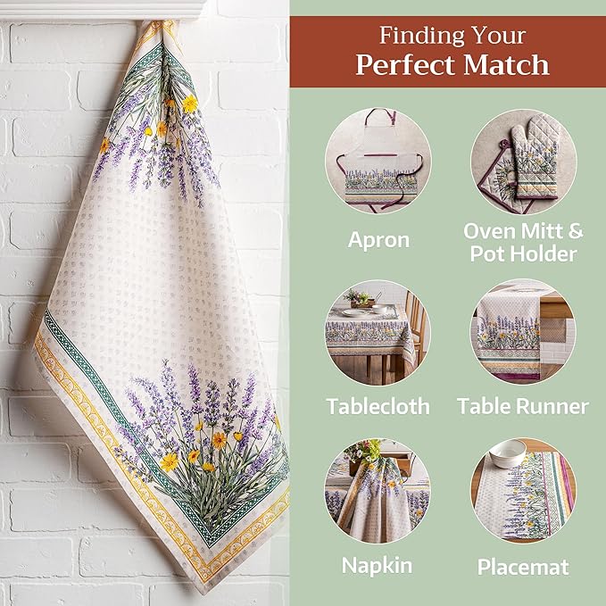 Maison d' Hermine Kitchen Towels Set of 3 100% Cotton 27.50" x 20" Reusable Cloth Tea Dish Towels Absorbent with Hanging Loop for Kitchen Gifts for Mothers Day Spring/Summer (Fanny Lavender)