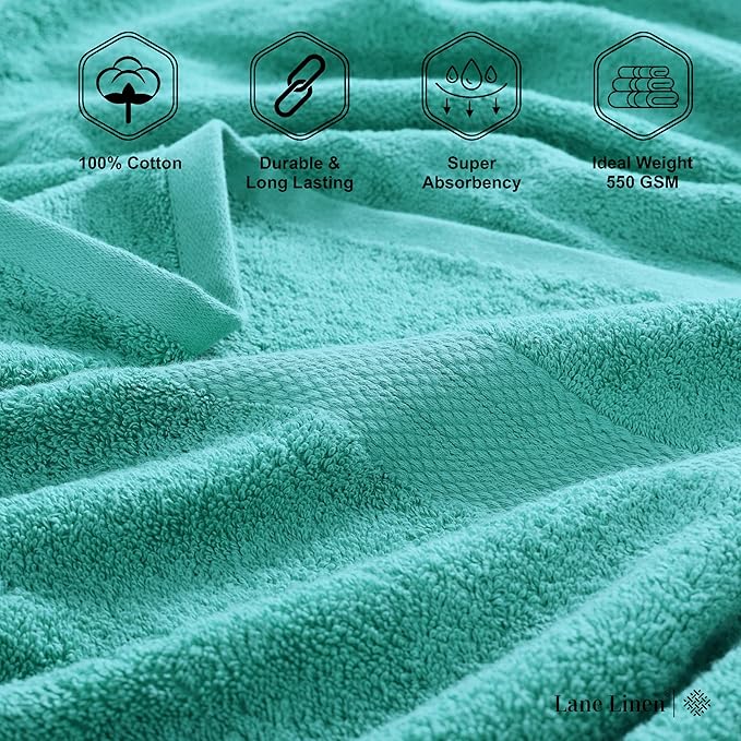 LANE LINEN 100% Cotton Premium Bath Sheets Set of 4 (35"x66") - Extra Large Bathroom Towels - Quick Drying, Low Lint, Soft & Absorbent Oversized Towel Sets - Holds Well After Multiple Washes - Teal