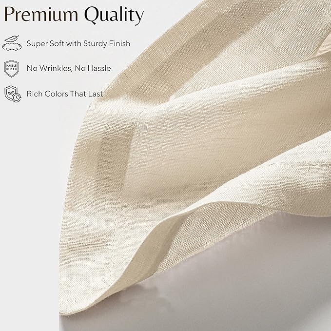 Ramanta Home Natural Coth Dinner Napkin Set of 12, Premium Cotton 18X18 Inch Linen Flax Soft & Durable Washable Ideal for Everyday Use -Dining, Parties, Weddings, Spring & Easter Table Décor