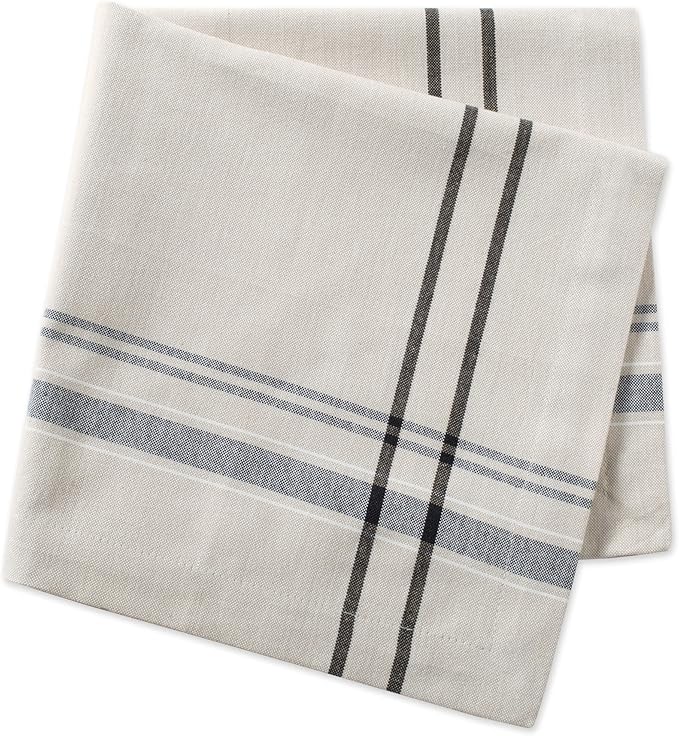 DII French Stripe Tabletop Collection Farmhouse Style Dining Table Linen Napkin Set, 20x20, Taupe/Black, 6 Piece