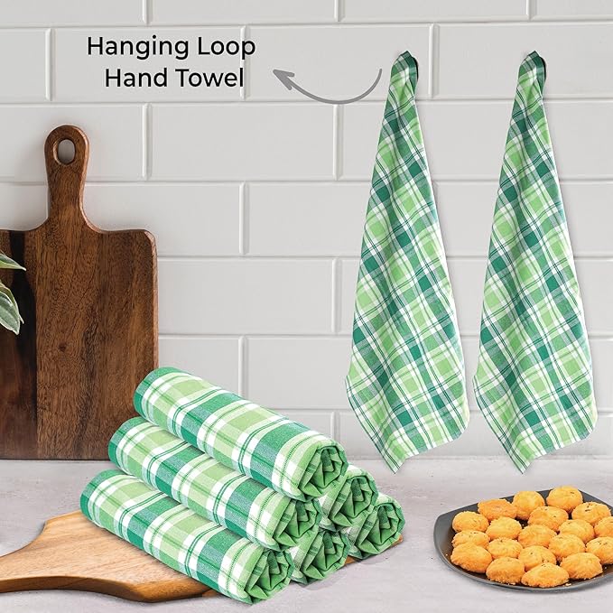 Urban Villa St Patricks Checks Kitchen Towels Set of 6 Buffalo Checks Kitchen Towels 20X30 Inches 100% Cotton Highly Absorbent Kitchen Towels Premium Quality Ultra Soft Mitered Corners Towel