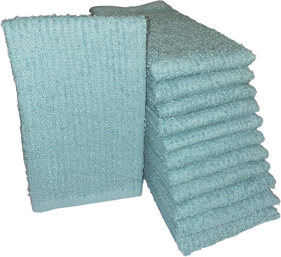 100% Cotton Ribbed Bar Mops Kitchen Towels, 12 Pack - Dish Towels, Super-Absorbent, Multi-Purpose for Home, Kitchen, and Bar Cleaning, 16 x 19 inches.