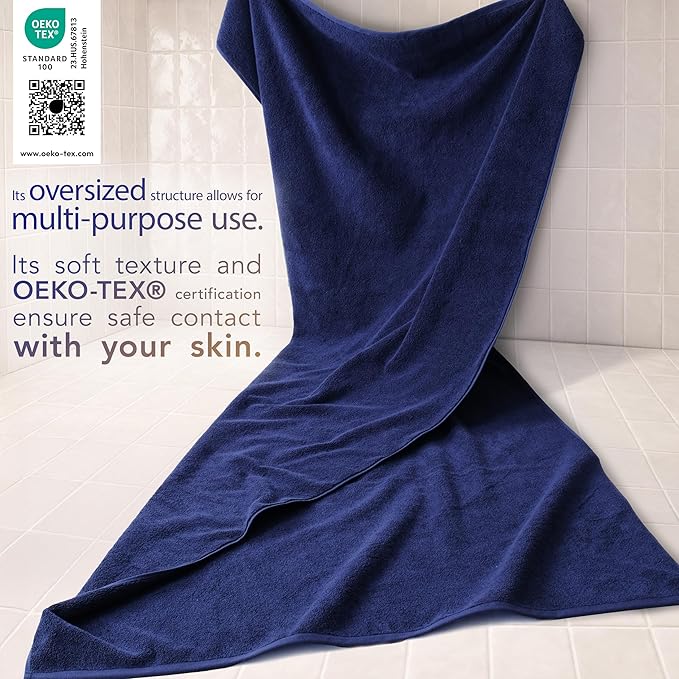 Cotton Paradise 100% Cotton 40x80 Oversized Bath Sheet, Extra Large Turkish Bath Towels for Bathroom, Navy Blue Bathsheet