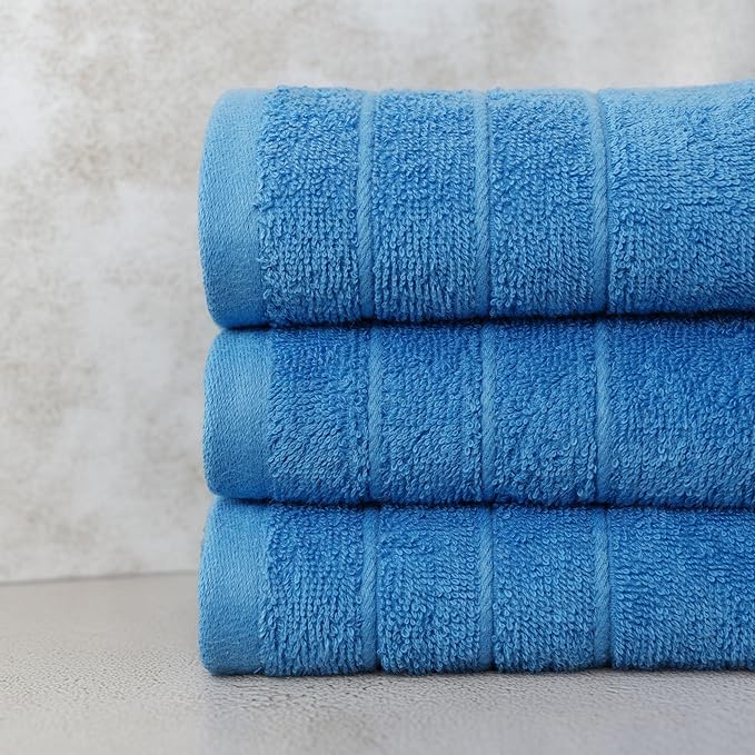 Tens Towels Pack of 6 Hand Towels, 100% Cotton, Lighter Weight, Quick to Dry, 16 x 28 Inches, Super Soft & Absorbent, Perfect for Bathroom & Kitchen, Blue