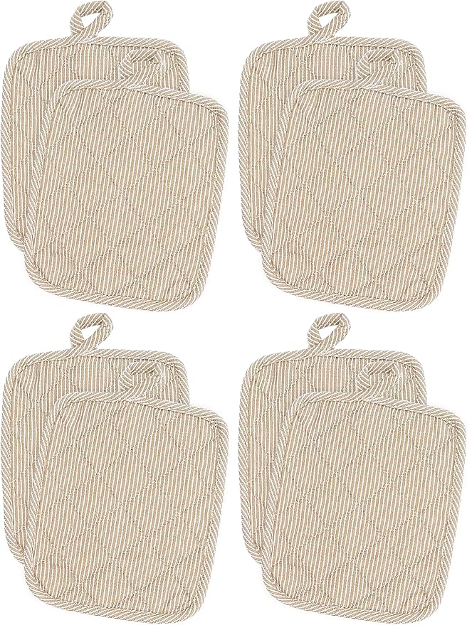 American Linen Pot Holders, Hot Pads, Table Pads for Kitchen and Dining Table, Non Slip Heat Resistant Hot Pot Holder (Beige, 8 Pack)