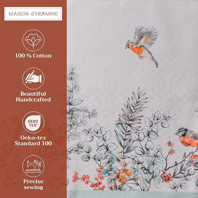 Maison d' Hermine Placemats Set of 4 100% Cotton Washable Cloth Place Mats, Reusable Table Mats for Thanksgiving Christmas Decorations Kitchen Dining Party Wedding (Whitish Shabby Chique, 13" x 19")