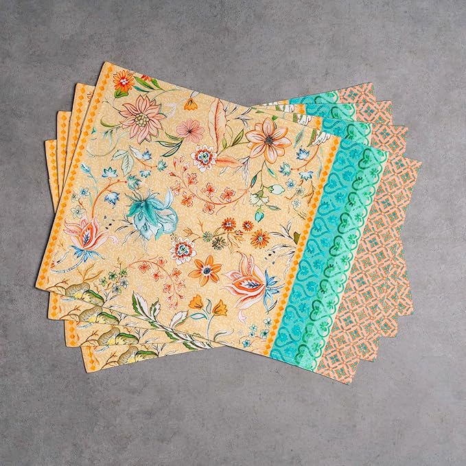 Maison d' Hermine Placemats Set of 4 100% Cotton Washable Cloth Place Mats Reusable Table Mats for Kitchen Dining Party Wedding Gifts for Mothers Day Spring/Summer(Luxury Loft - Peach, 13" x 19")
