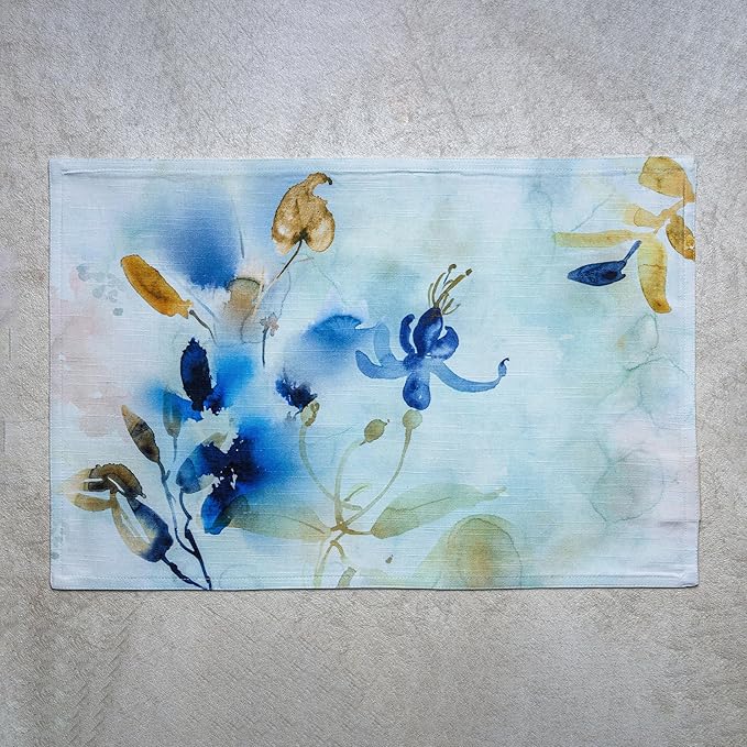 Maison d' Hermine Placemats Set of 4 100% Cotton Washable Cloth Place Mats Reusable Table Mats for Kitchen Dining Party Wedding Gifts for Mothers Day Spring/Summer (Lazy Summer Days, 13" x 19")