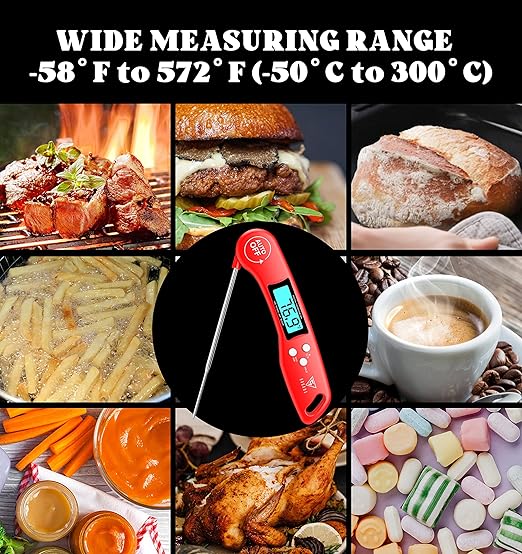 DOQAUS Digital Meat Thermometer, Instant Read Food Thermometer for Cooking with Backlit & Auto-Rotating Display, 4.6” Probe for Grilling, Baking, and Perfect BBQ