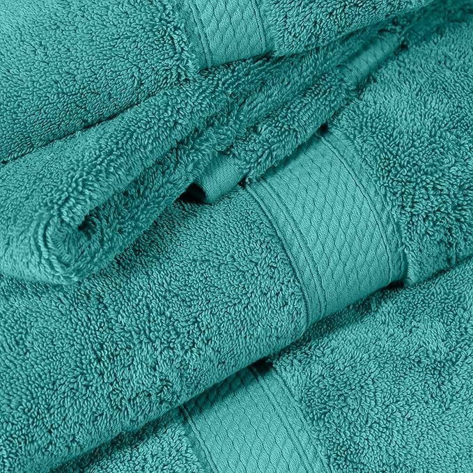 SUPERIOR Egyptian Cotton Pile 6 Piece Towel Set, Includes 2 Bath, 2 Hand, 2 Face Towels/Washcloths, Ultra Soft Luxury Towels, Thick Plush Essentials, Guest Bath, Spa, Hotel Bathroom, Turquoise