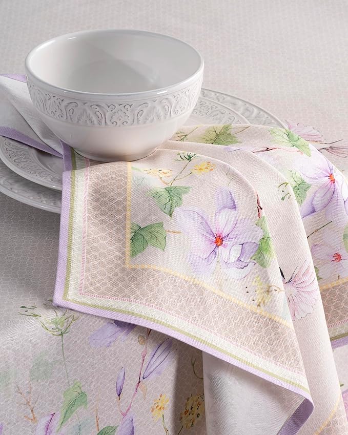 Maison d' Hermine Cloth Napkins Set of 4 100% Cotton Everyday Reusable Square Napkins Cloth Washable Dinner Wedding Restaurant Gifts for Mothers Day Spring/Summer (Magnolia Mornings, 20" x 20")