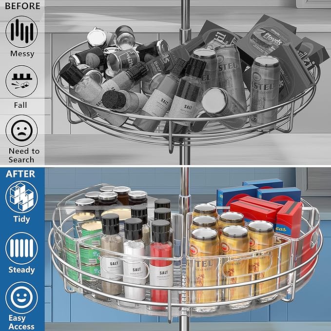 JOWBOOW Lazy Susan Organizer Bins for 32"-33" Diameter Corner Cabinet Lazy Susan, 6 Pack, Clear Plastic Cabinet and Pantry Storage Bin, 1/8 Wedge-Food Safe, BPA Free