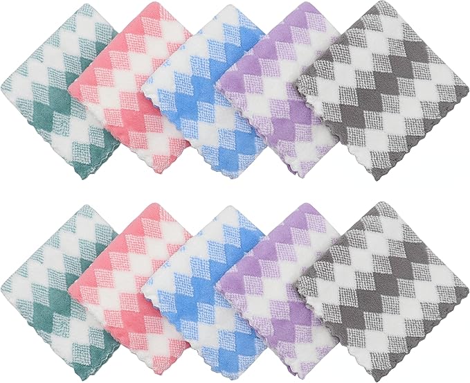 Microfiber Cleaning Cloth Lint Free Cleaning Rags, 10 Pack Fast Drying Dish Rags for Cleaning, Super Absorbent Kitchen Dish Cloths for Wash Dishes,12 in x 12 in, Mix Color