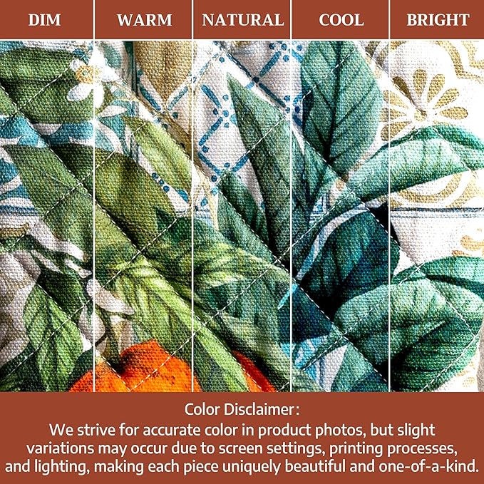 Maison d'Hermine Oven Gloves 100% Cotton Oven Mitt 7" x 13" with Loop Heat Resistant BBQ Cooking Gloves Baking Grilling Gifts for Mothers Day Spring/Summer (Pack of 1, Agrume)