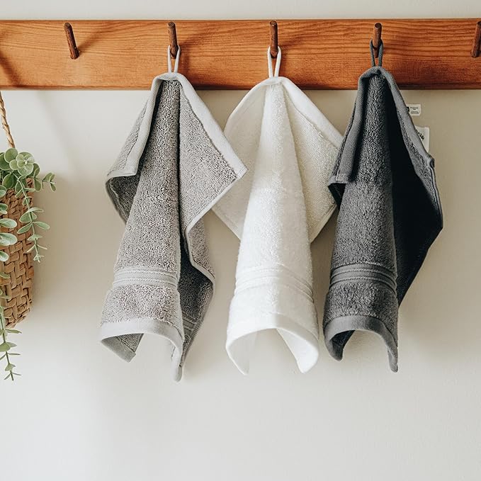 Milara Turkish Bath Towels Set of 6| 2 Bath Towels, 2 Hand Towels & 2 White Wash Cloths with Elegant White & Anthracite (Dark Gray) Colors | 700 GSM Premium Quality Cotton Ultra-Soft & Absorbent