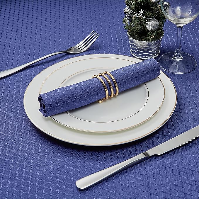 Cloth Napkins Set of 8 – Square 17x17 Inch Jacquard Fabric Polyester Washable Reusable Cloth Napkins for Kitchen Dinner Dining Restaurants Wedding Party Banquet Table (Navy Blue)